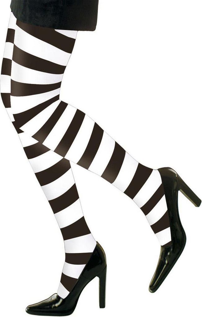 Collant a righe accessorio bianco e nero - XL Immagine del prodotto 
