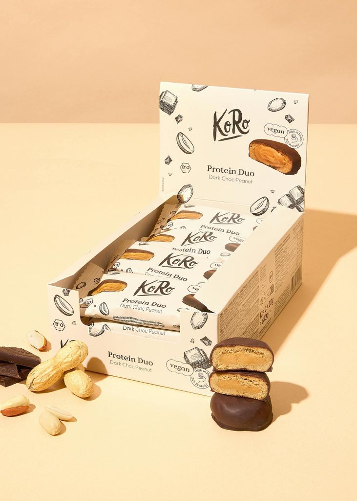 KoRo |  Protein Duo Dark Choc Peanut 12 x 2 x 20 g Produktbild 