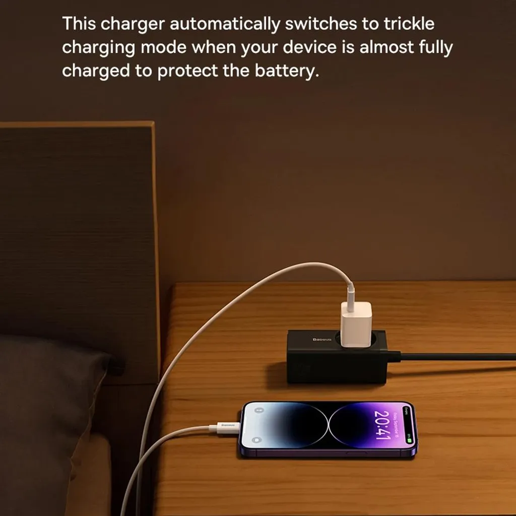 Chargeur USB-C 30W Baseus Bleu, Adaptateur Secteur Rapide Compact - 7