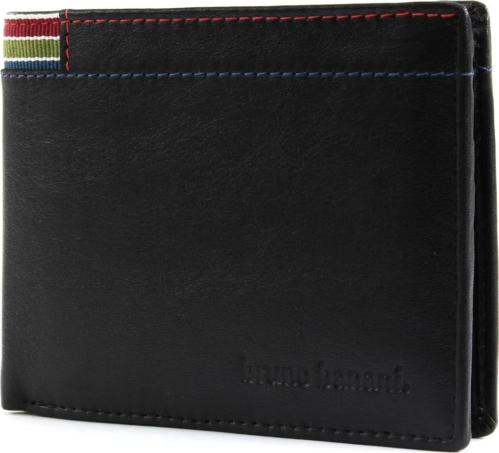 bruno banani Portafoglio Bifold Nero in Pelle Premium con Blocco RFID