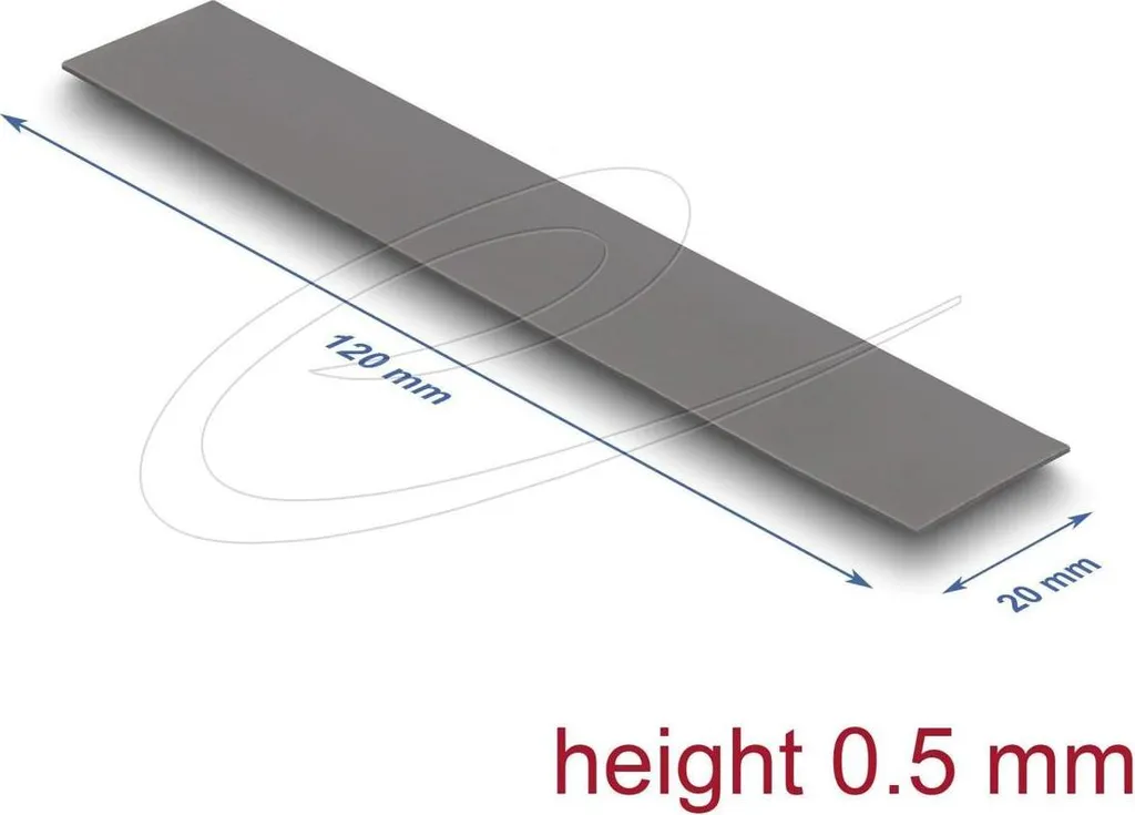 Delock Pad Termico 120x20x0.5mm per Moduli M.2 - 3.2 W/mK Grigio
