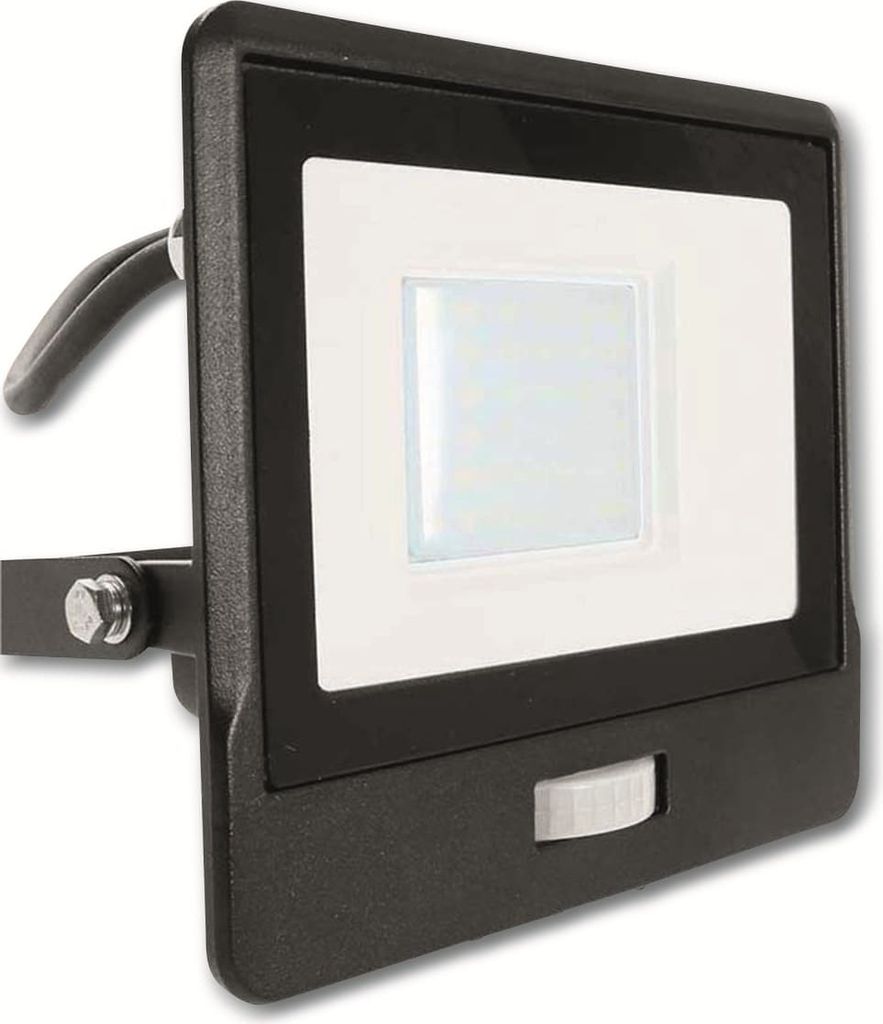 V-TAC LED-Fluter, Bewegungsmelder VT-138S-1 (20288) EEK: F, 30W, 2340 lm, 6500K, schwarz