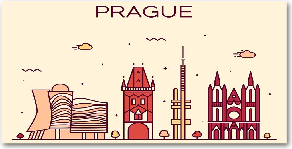 Tulup Leinwandbild -100x50 cm - Wandkunst - Drucke auf Leinwand - Leinwanddruck - Landkarten & Flaggen - Mehrfarbig - Prag Gebäude