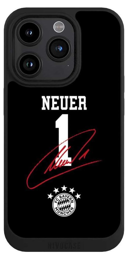 NIVOCASE Handyhülle für Apple iPhone 15 Pro Hülle NIVOpure Case Schwarz FC Bayern München FCB Manuel Neuer