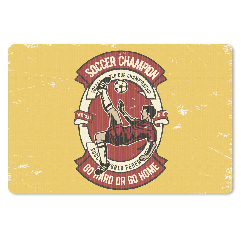 MuchoWow Schreibtischunterlage Fußball - Ball - Mann - Vintage 60x40 cm - XXL Mauspad - Großes Mauspad