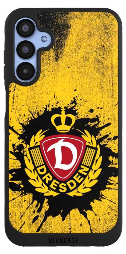 NIVOCASE Handyhülle für Samsung Galaxy A15 5G Hülle NIVOpure Case Schwarz Fußball Offizielles Lizenzprodukt SG Dynamo Dresden