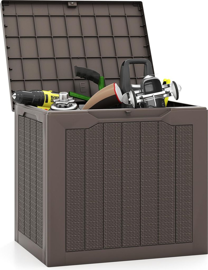 GOPLUS Gartenbox 106 L, Auflagenbox wasserdicht mit abschließbarem Deckel, 150 kg Tragfähigkeit, Terrassenbox für Gartengeräte & Poolzubehör (...