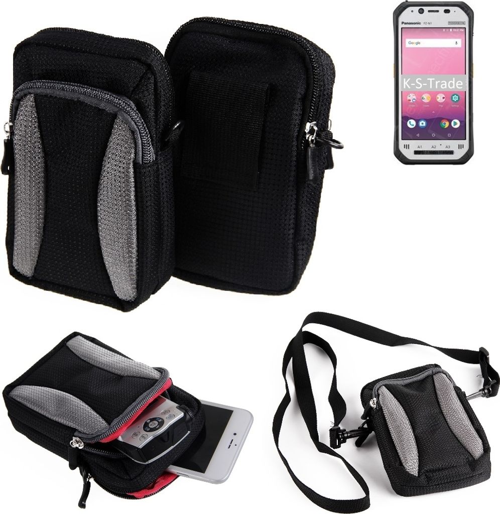 K-S-Trade Schutz-Hülle kompatibel mit Panasonic Toughbook FZ-N1 Handy Gürteltasche Umhängetasche mit Zusatzfach schwarz