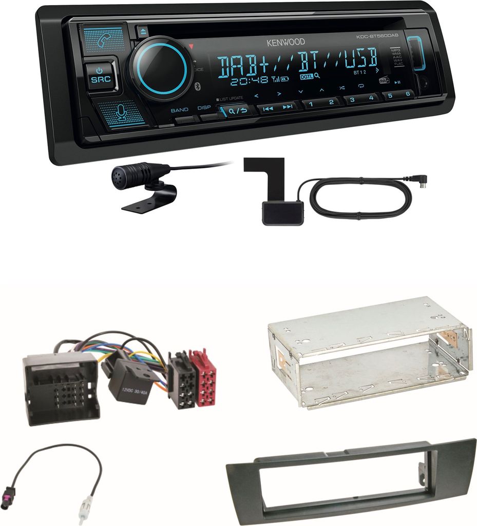 Kenwood KDC-BT560DAB Bluetooth Digitalradio Einbauset für BMW E90 E91 E92 E93