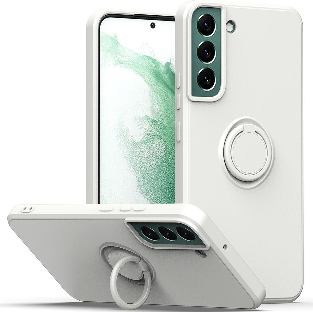 Galaxy S21 FE 5G Handyhülle, Ring Halter Ständer Kratzfeste Weiche Silikon schutzhülle für Samsung Galaxy S21 FE 5G Weiß