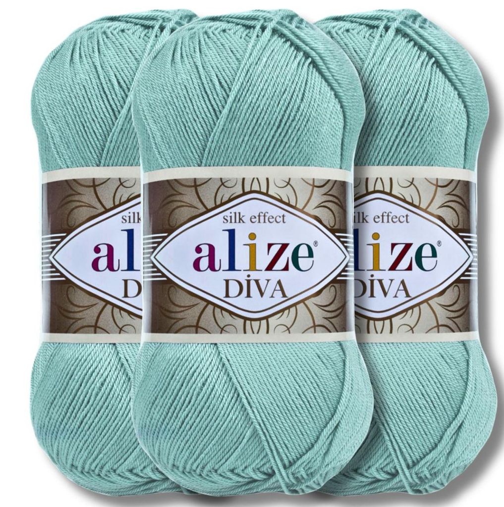 Alize 3x 100g Diva Wolle, Uni, Häkeln, Stricken (463)