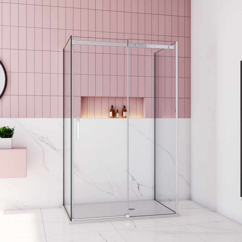 U-Duschkabine Schiebetür 90x100x90cm (Seitenwand:90cm) Duschkabine 6mm Echtglas ESG Glas Duschabtrennung