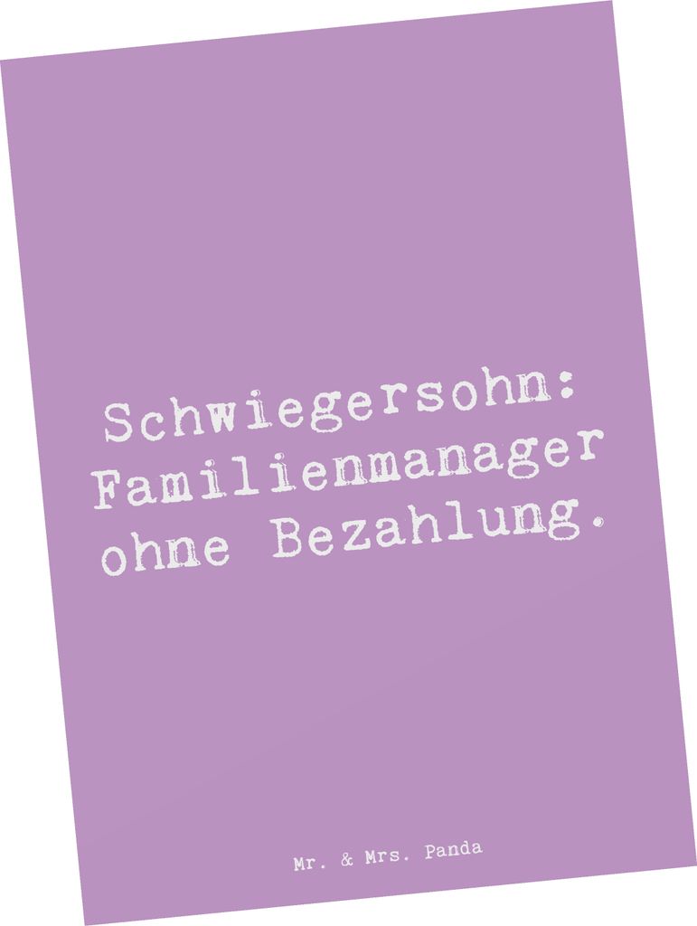 Mr. & Mrs. Panda Postkarte Spruch Schwiegersohn Manager - Produktbild 