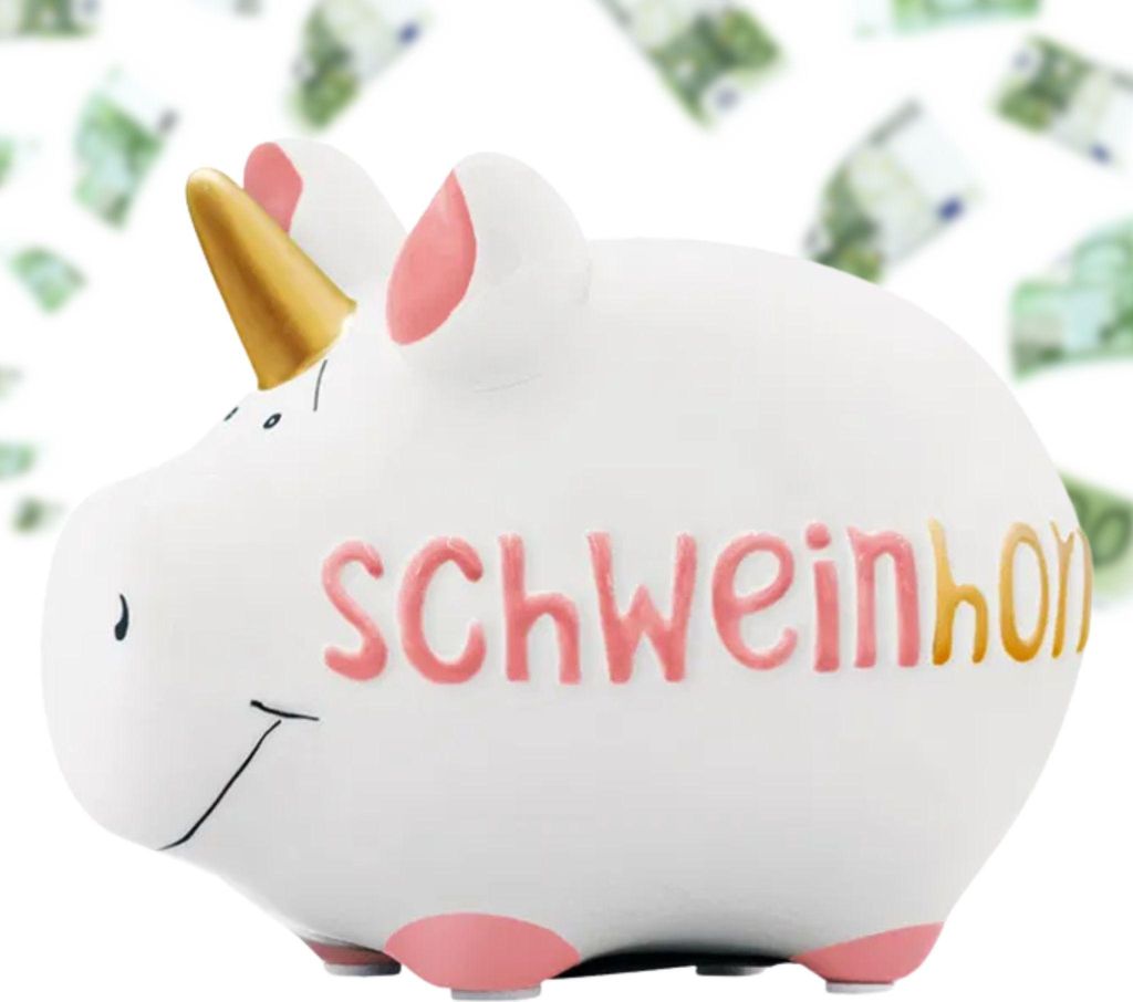 Lustige Spardose Sparschwein Schwein-Horn bunt 12,5 cm Produktbild 