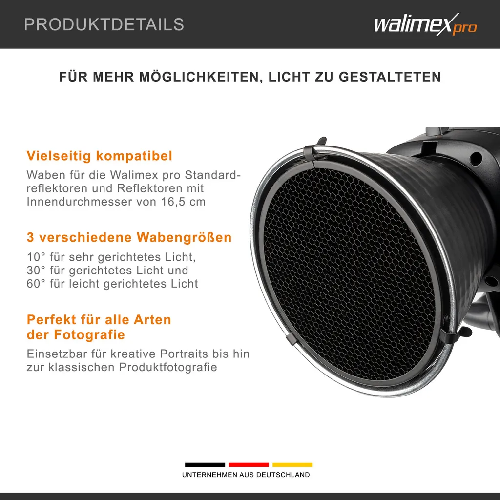 Kit Nid d'Abeille pour Flash Studio - 3 Grilles de Réflecteur Directionnel