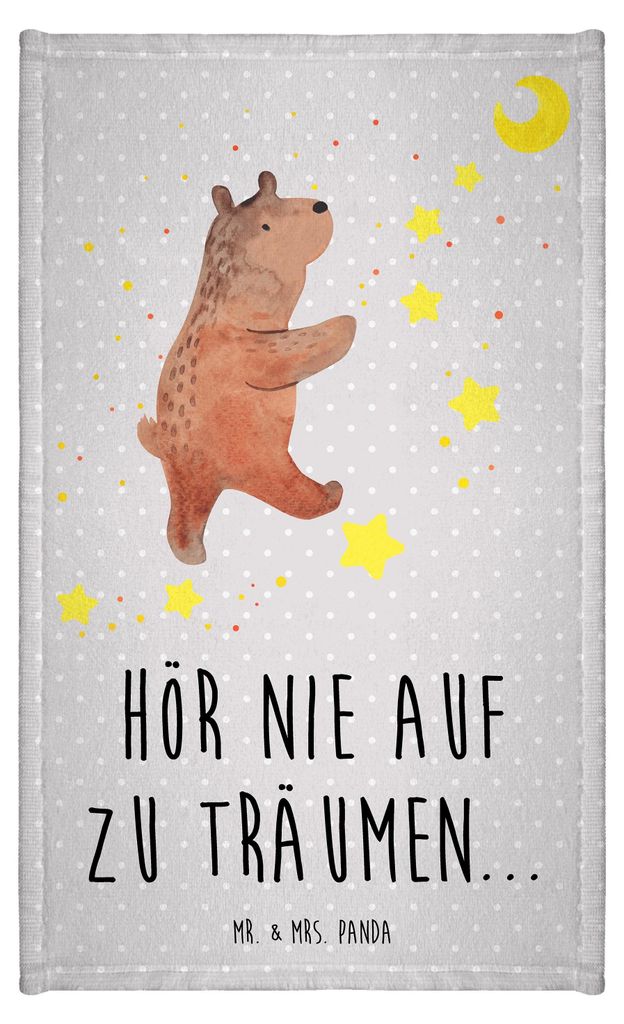 Mr. & Mrs. Panda Handtuch Bär Träume - Grau Pastell - Geschenk, Gästetuch, Kleines, Traumdeutung, Teddy, Träumen, Frotteehandtuch, gäste wc, K...