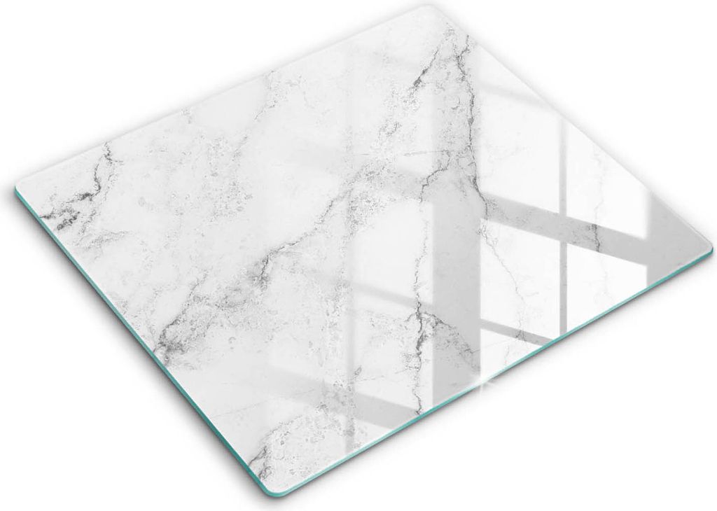 Glasschneideplatte - Herdabdeckplatte - 60x52 - Schneidebrett - Spritzschutz - Elegante Marmorstruktur