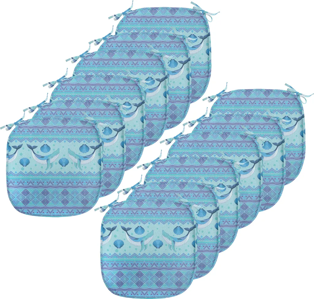 Coussins pour Chaises de Cuisine Décoration Maritime Bleue - Lot de 12