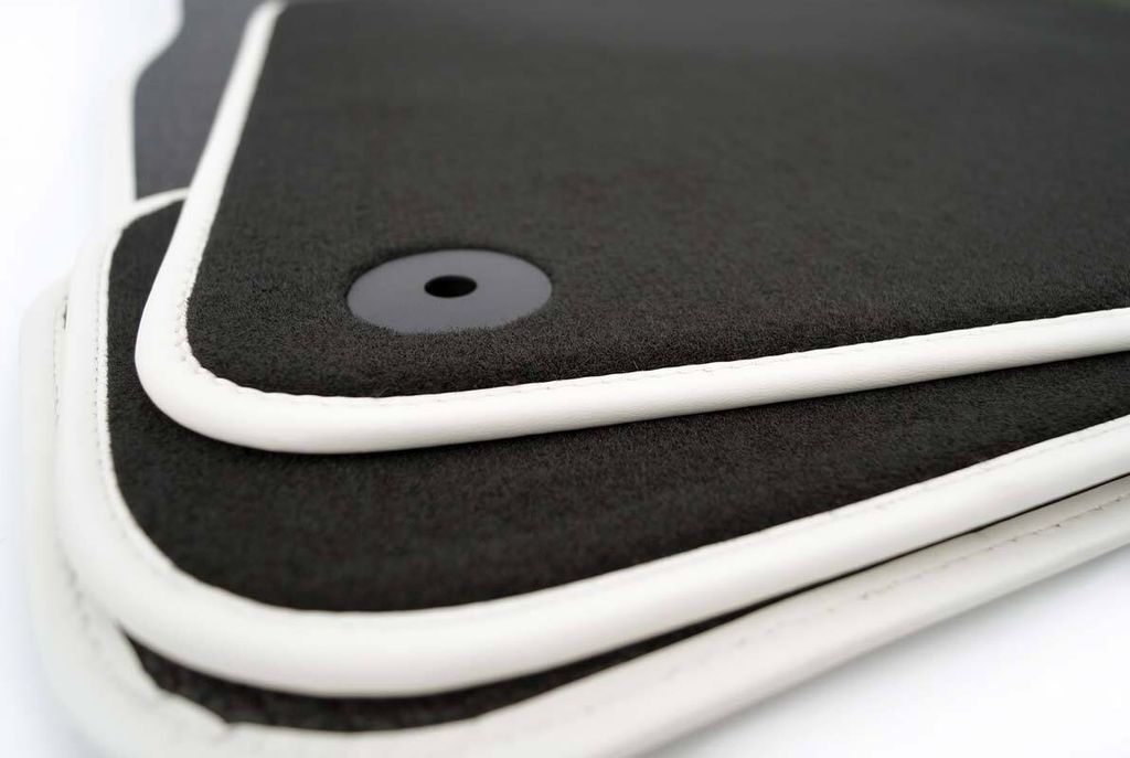 Fußmatten passend für Audi Q5 SQ5 Premium Velours mit Leder Einfassung (weiß)