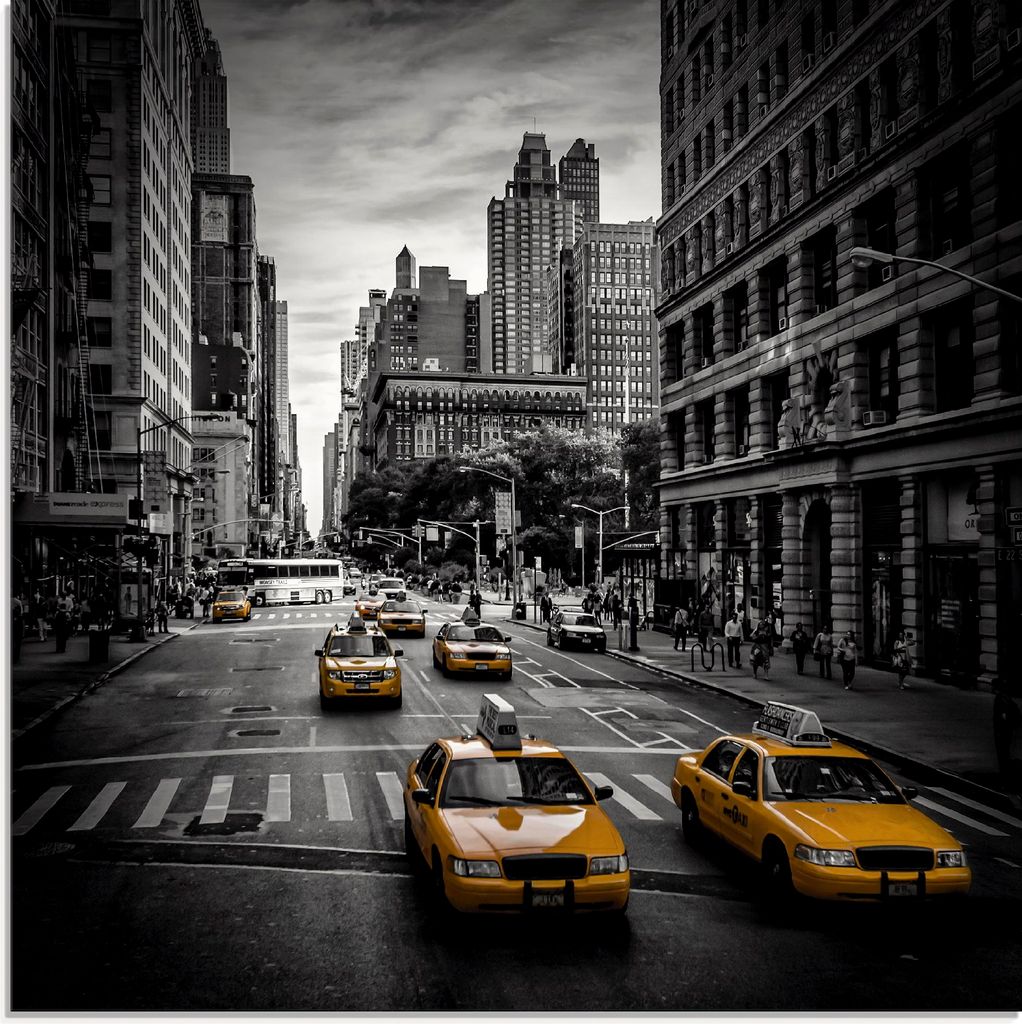 ARTland Glasbild New York City Verkehr 5th Avenue Größe: 20x20 cm