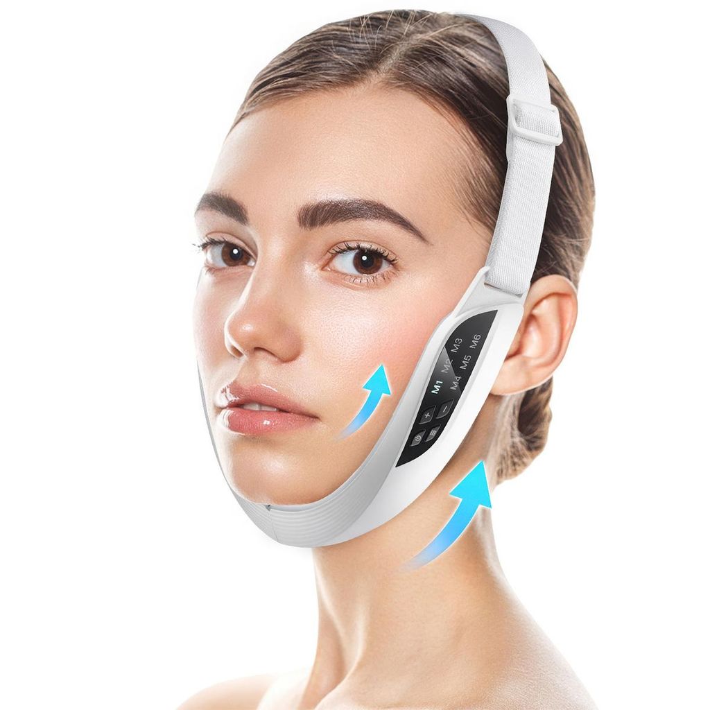Elektrische V Face Shaping Massagegerät, Mikrostrom Gesichtsmassagegerät, 8 Intensitäten, Doppelkinn Entferner & Straffer für Gesicht