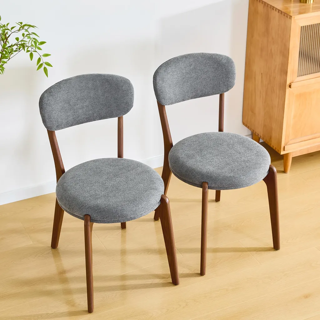Chaise en Lin Gris avec Assise Confortable - Design Scandinave (Set de 2)