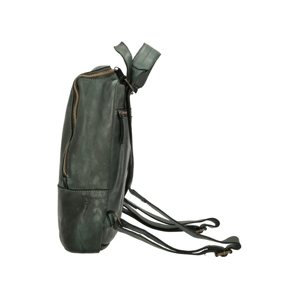 Sac à Dos en Cuir Vert Foncé Submarine avec Compartiment Ordinateur - 4