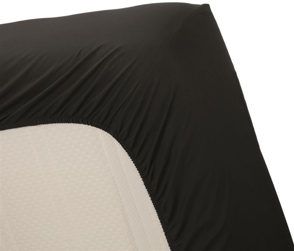 Ambiante Renforcé-Spannbettlaken für 35cm hohe Matratzen Baumwolle Uni Farbe Black Größe 160x210/220