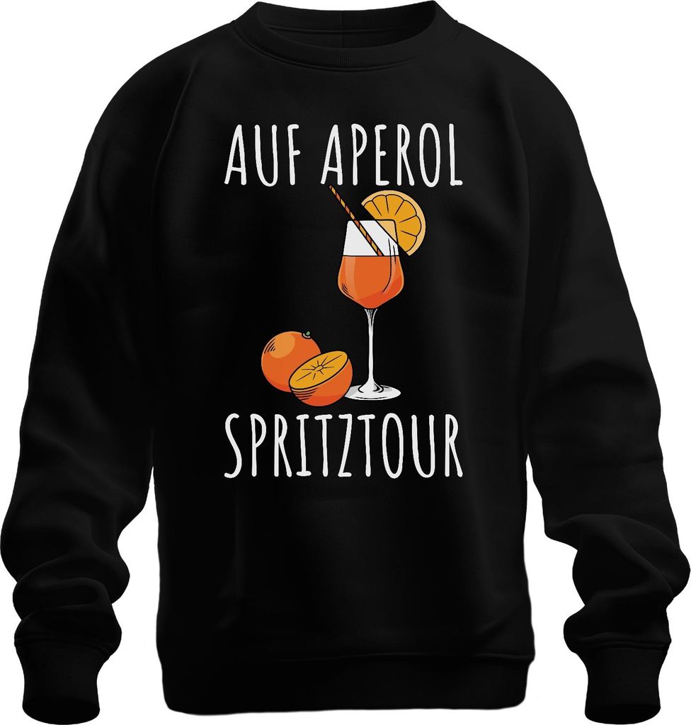 Aperol Spritz Spritztour Sommer Party Cocktail Fans Lustig Spruch Uni Sweatshirt Pullover, Schwarz, L