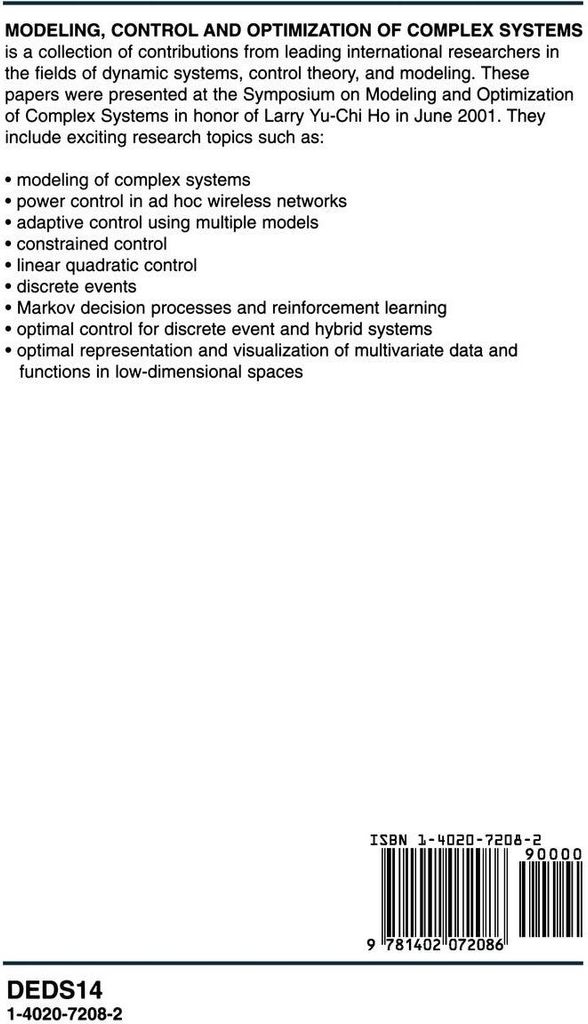 Modellierung, Steuerung und Optimierung komplexer Systeme
