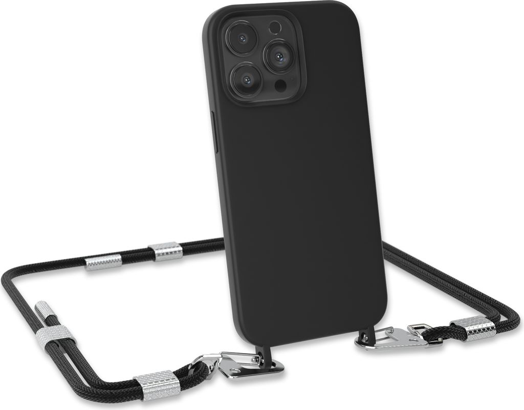 EAZY CASE Handykette Silikon mit Clips 2 in 1 kompatibel mit Apple iPhone 13 Pro Handyhülle mit Umhängeband, Handykordel mit Silikon, Hülle mit ...