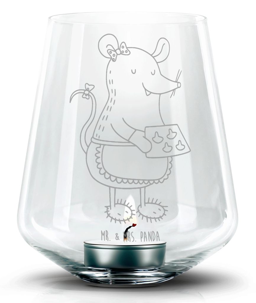 Mr. & Mrs. Panda Windlicht Glas Maus Kekse - Transparent - Geschenk, Weihnachten, Plätzchen, Kerzenhalter, Winter, Backen, gravur, Laterne