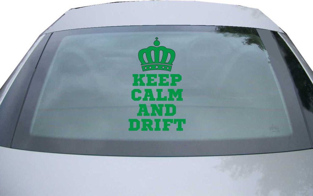 Indigos UG - Aufkleber Heckscheibe & Motorklappe DE6417 - grün - 600x366 mm - keep calm and drift - Auto Scheiben Fenster Heckklappe Tuning Racing...