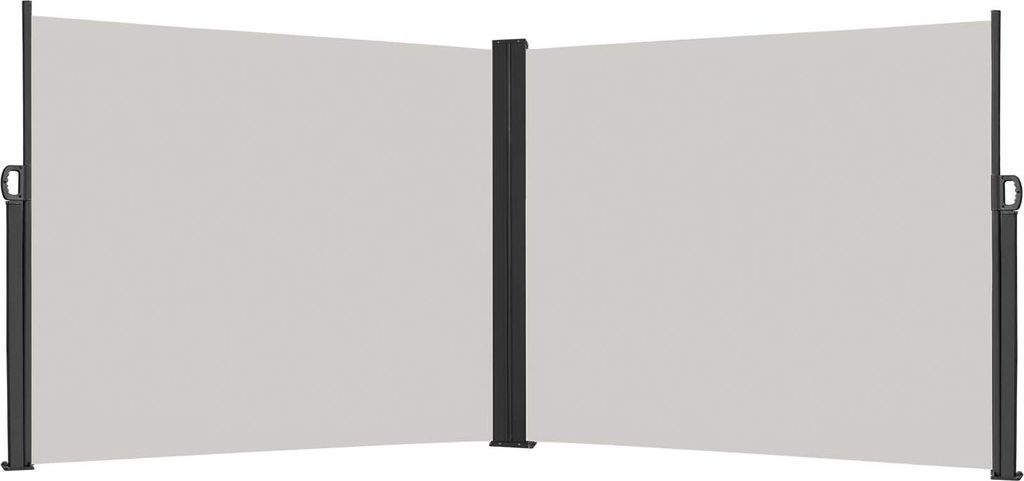 TRMLBE Seitenmarkise Sichtschutz 160x600cm Balkon Ausziehbar Vertikalmarkise 100% Polyester & Alu Ständer Sichtschutzwand Blickdicht UV-Schutz Sei...