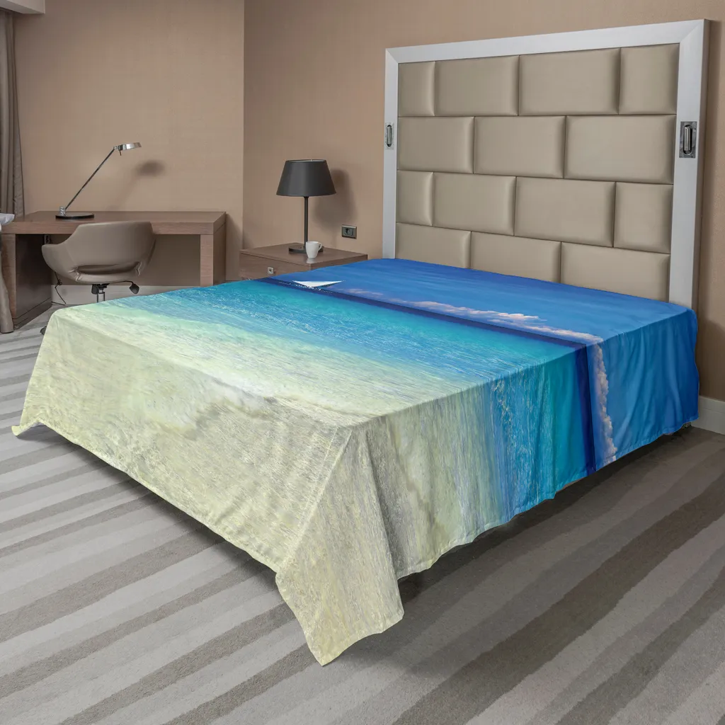 Drap plat nautique ABAKUHAUS Plage Tropicale 244x205 cm Turquoise