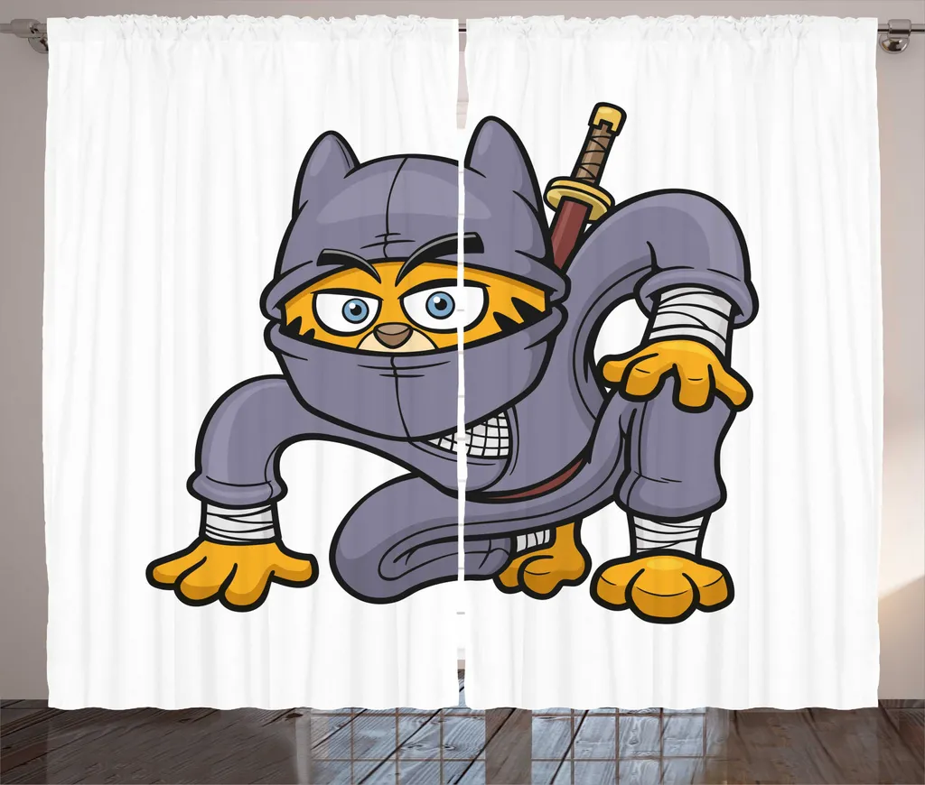 Tenda Cameretta Gatto Ninja ABAKUHAUS 280x245cm Lavabile Ganci Inclusi
