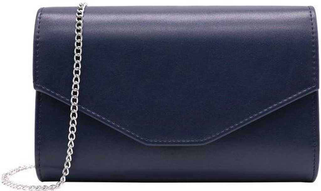 Große elegante Leder-Abendtasche mit Schulterkette (Dunkelblau)