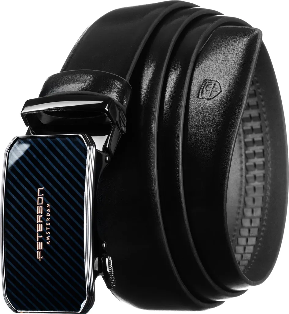 Cintura Peterson PTN A016-95 SCHWARZ: Pelle Vera con Fibbia Automatica