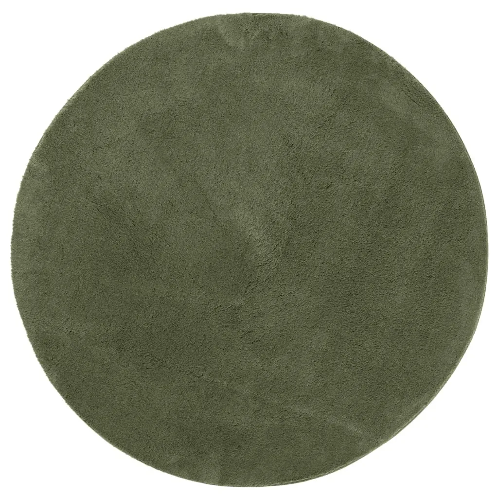 Tapis rond lavable en machine Vert forêt 200cm HUARTE poils courts