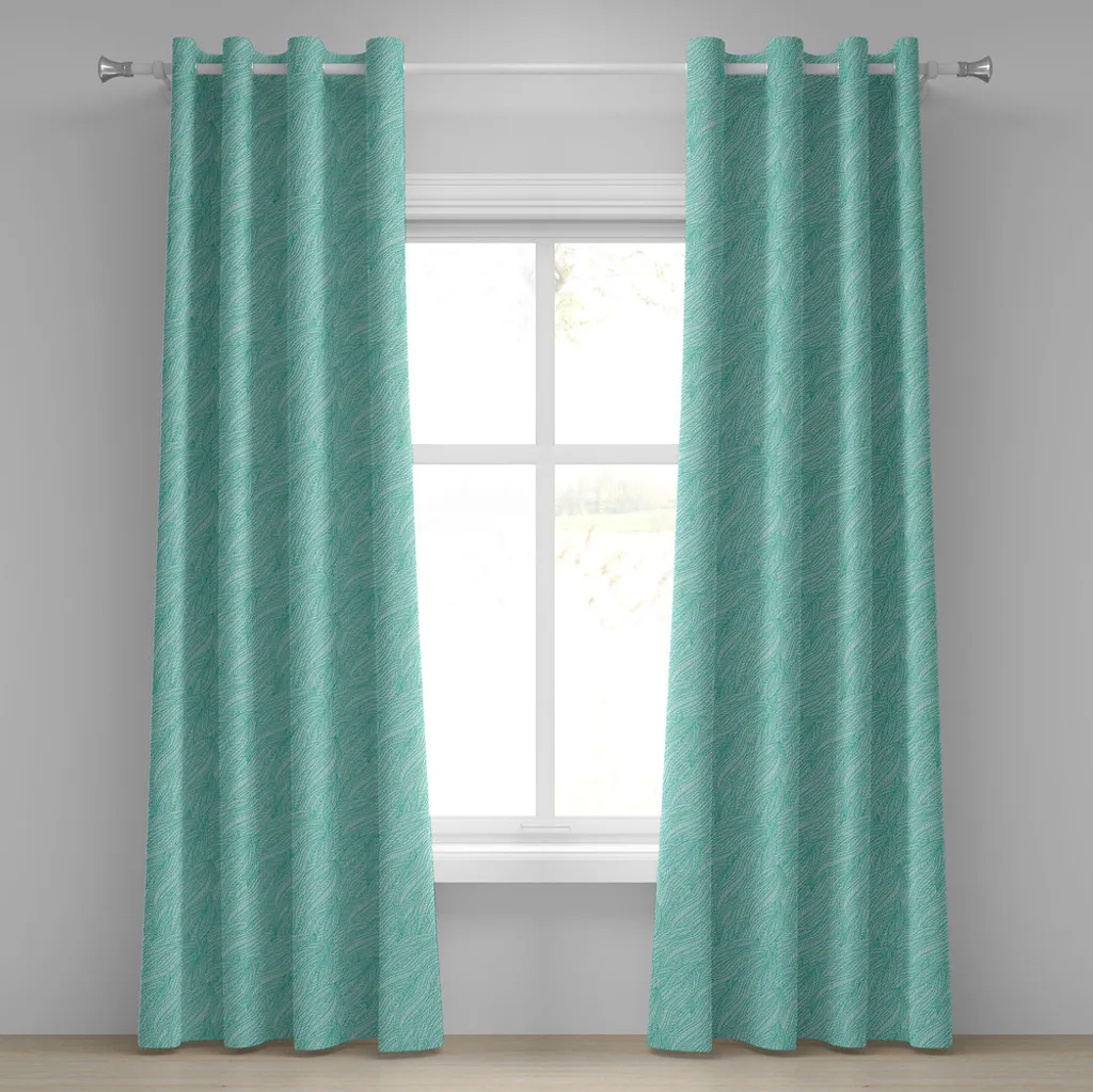 Rideau à œillets bleu sarcelle 280x245 cm ABAKUHAUS motif végétal