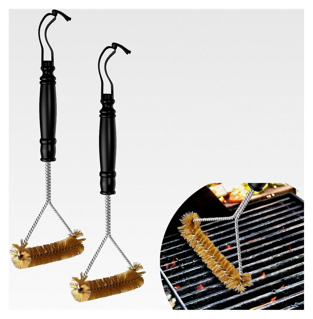 2 Stück Grillbürste aus Messing, Reinigungsbürste für Grillrost, geeignet für Gasgrill, Holzkohlegrill und Gusseisengrill