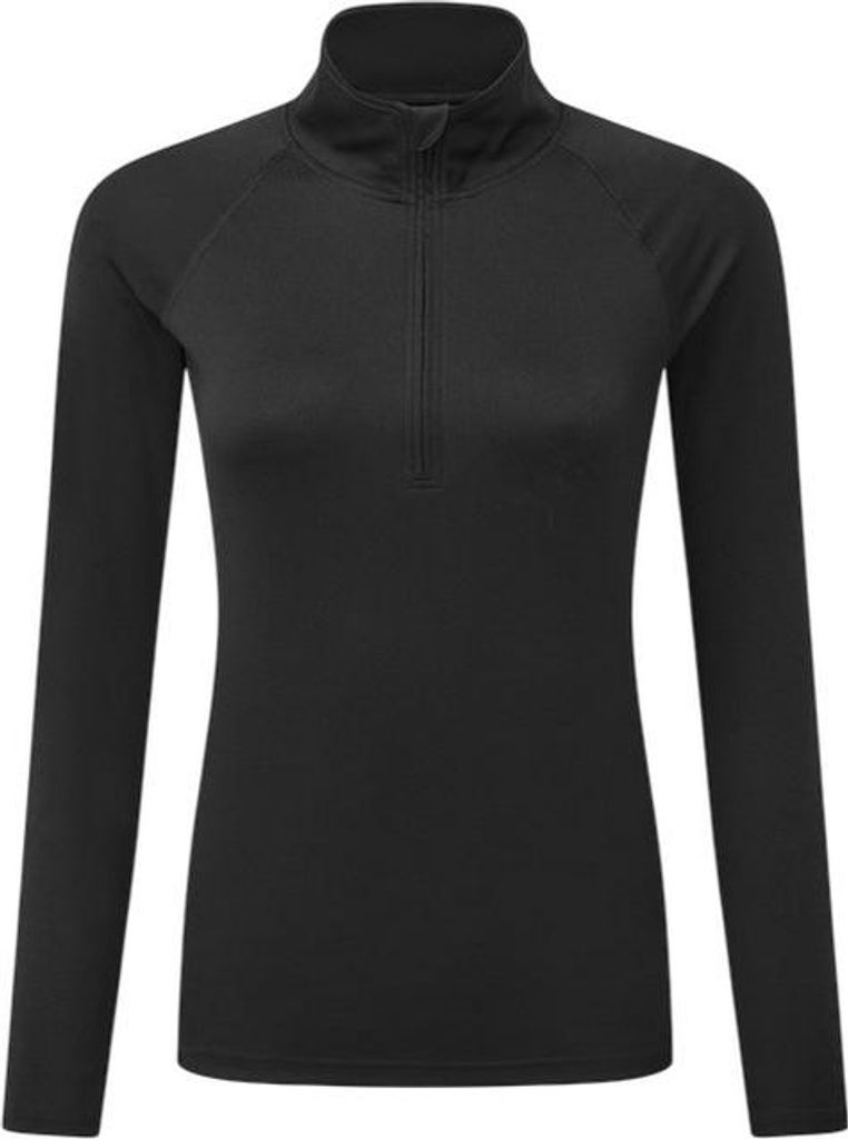 TriDri Damen Performance Langarmshirt mit Reißverschluss bis zur Brust RW6551 (XS) (Schwarz)
