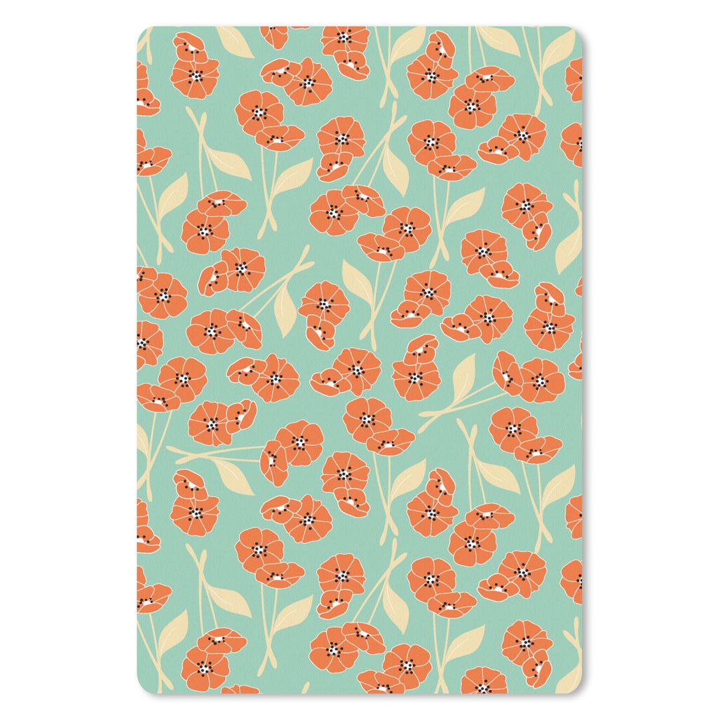 MuchoWow Mauspad Mousepad Retro - Blumen - Design - Orange 18x27 cm - Mousepads - Maus Mat - Pad - Mausunterlage