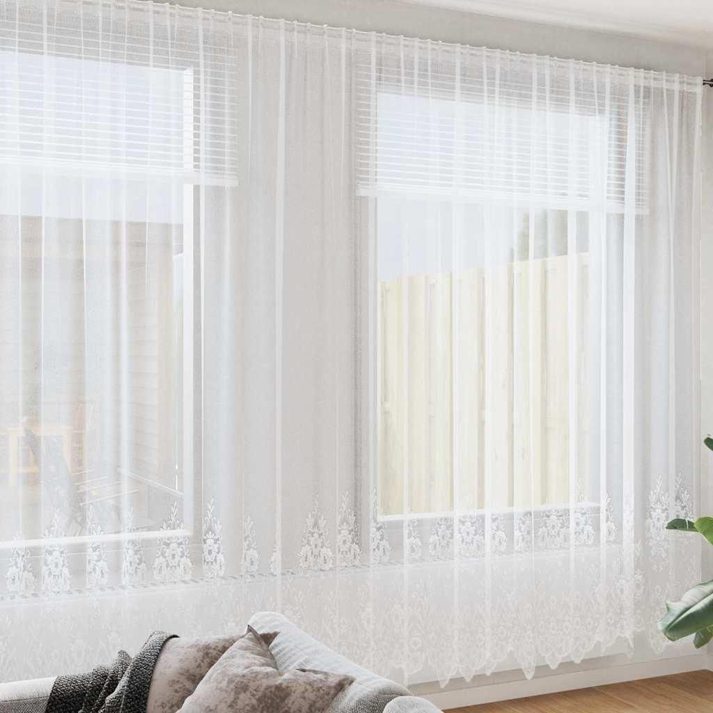 Möbel Vorhänge mit Vorhängen Floral Weiß 600 × 300 cm Polyester - Gardinen & Vorhänge 4107942