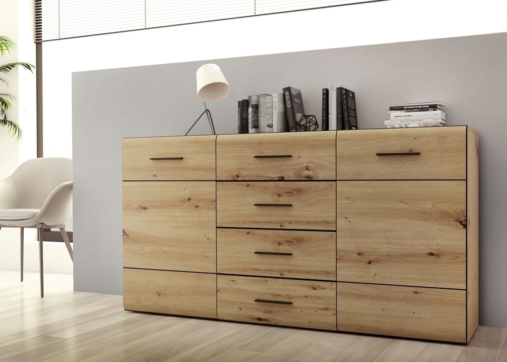 Kommode >Seikola < in braun,schwarz - 169,6x91,3x41,1cm (BxHxT)
