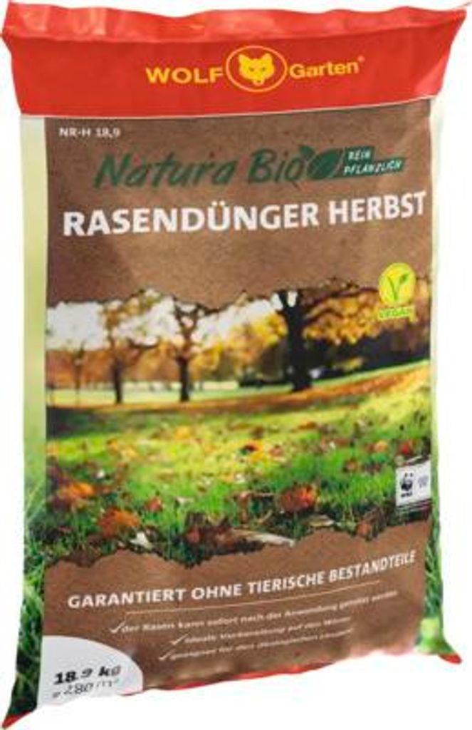 WOLF Natura  Herbst Rasendünger rein Pflanzlich, 100% Produktbild 