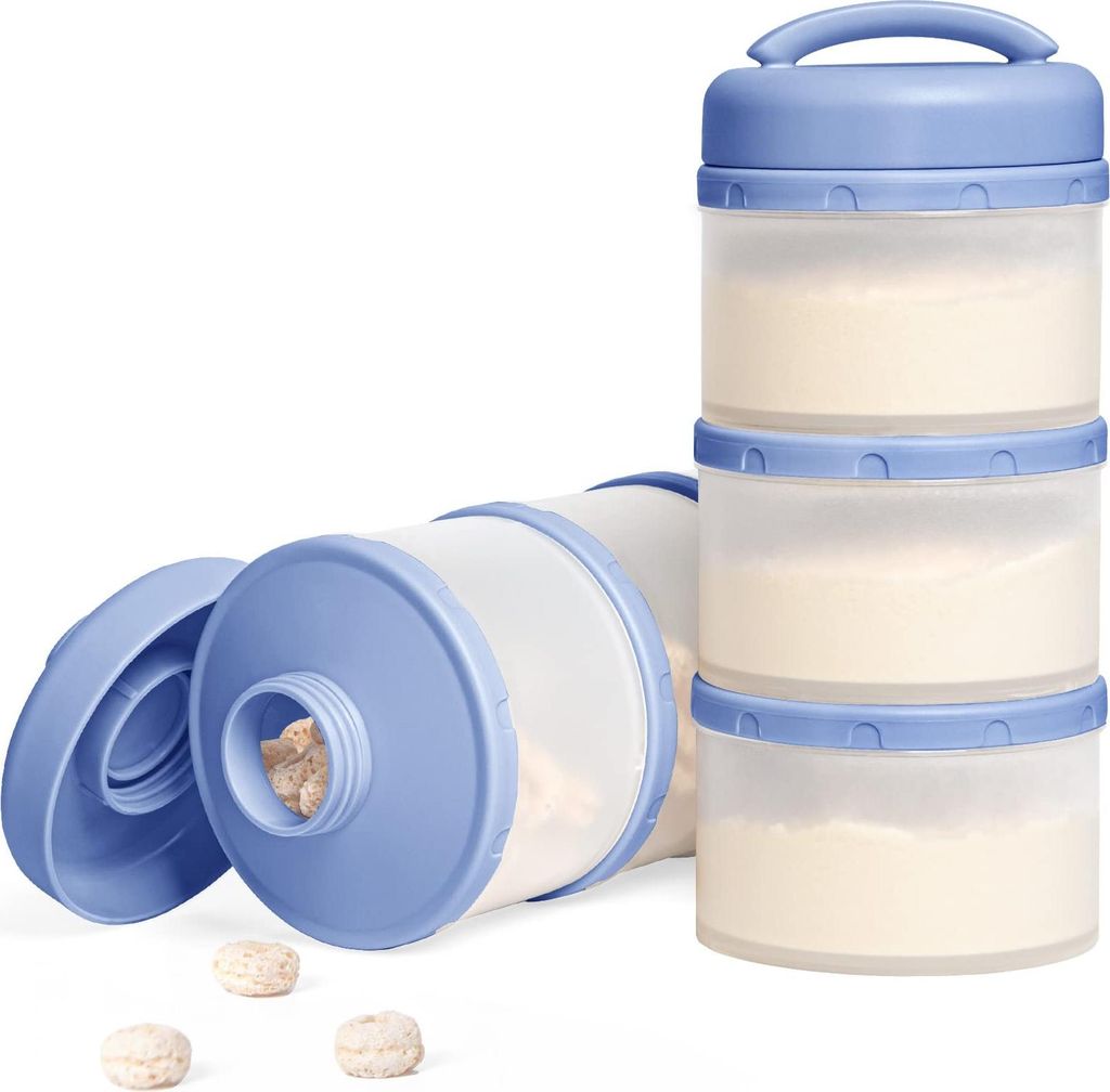 Termichy Milchpulver Portionierer Baby Stapelbar Milchpulver Aufbewahrungsbox 2 Stück (Blau) Blau Single
