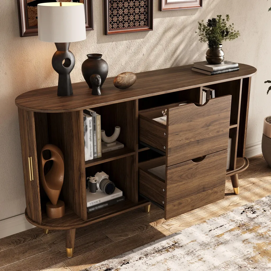 Commode de rangement multifonctionnelle avec pieds en bois massif - 3