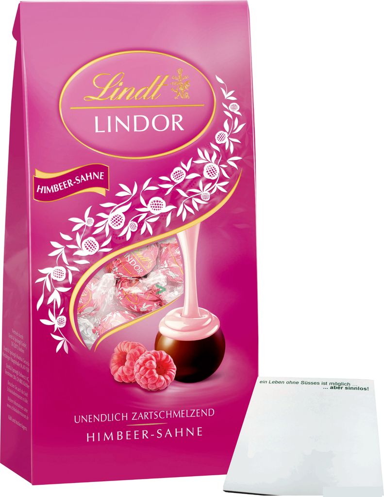 Lindt Lindor Himbeer-Sahne (137g Beutel) + usy Block Produktbild 