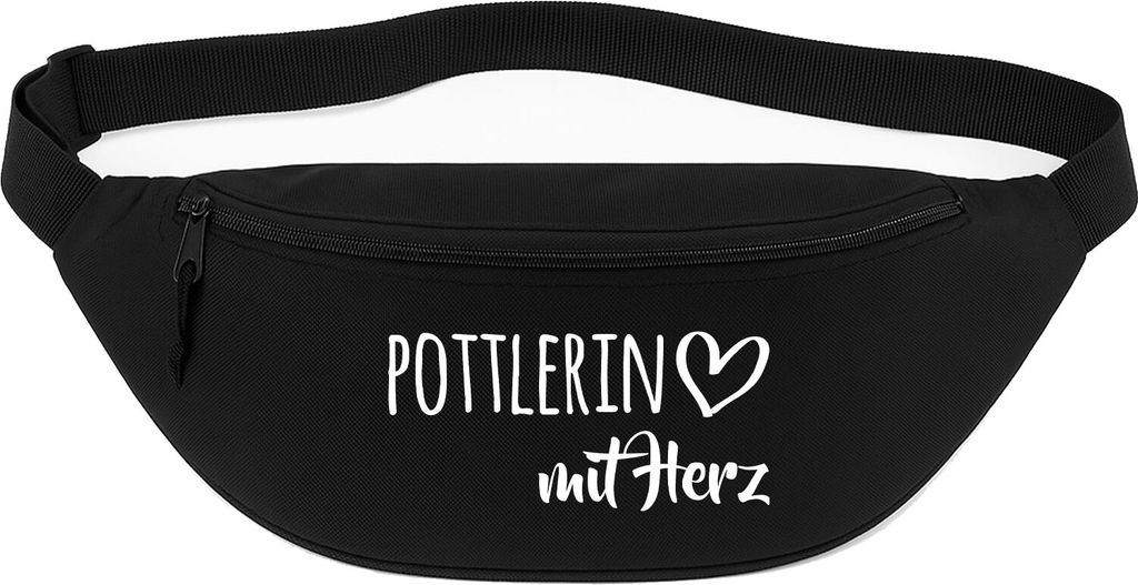 Huuraa Bauchtasche Pottlerin mit Herz 2,5 Liter Black Polyester Crossbody Bag Geschenkidee